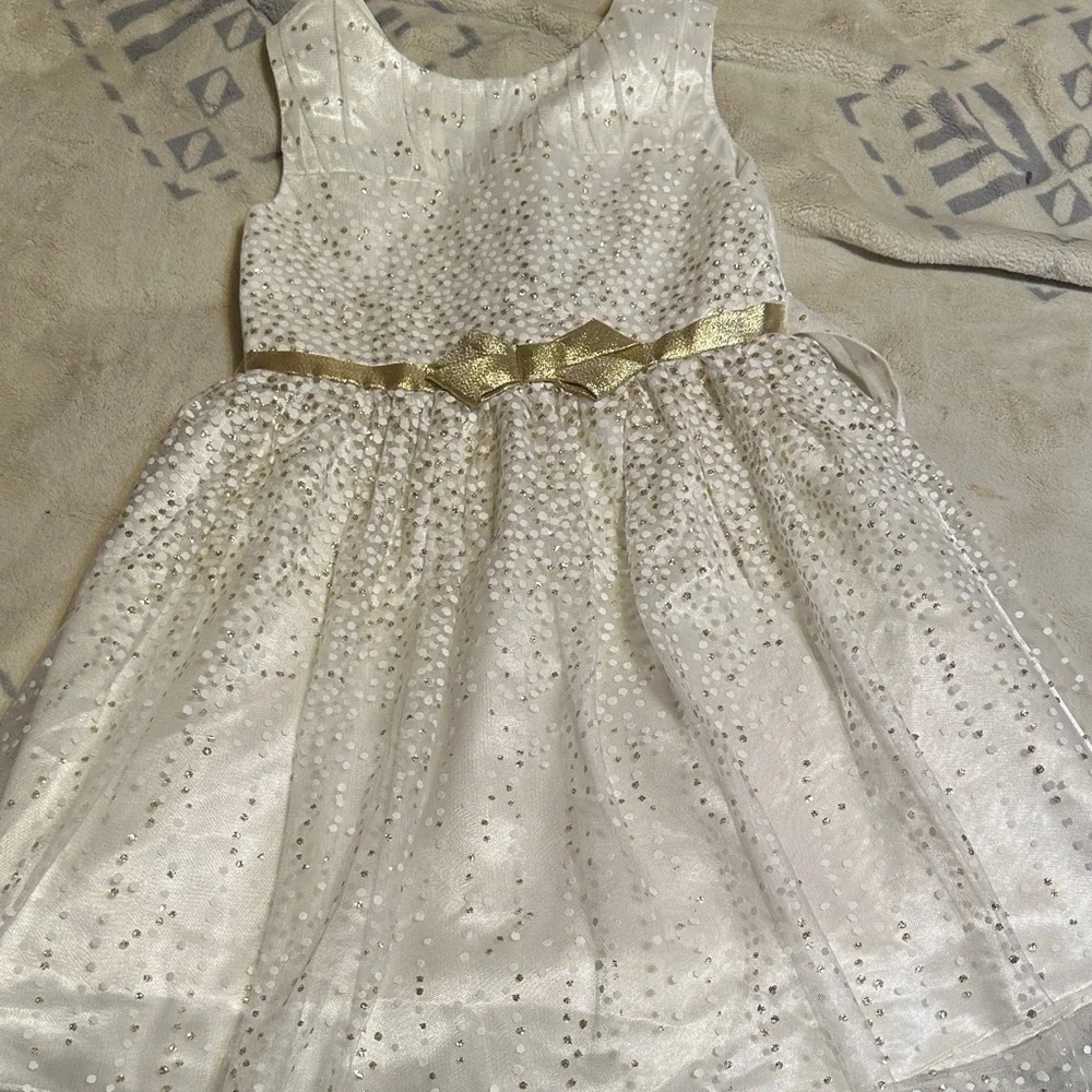 Jona Michelle White and Gold Formal Dress
